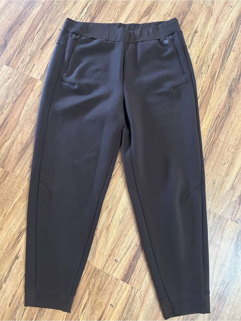 T By Talbots Airknit Stretch Ribbed Chocolate Brown Joggers Womens Size L